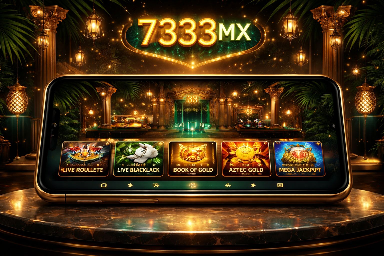 Interfaz del lobby del casino 7333MX para jugadores en México